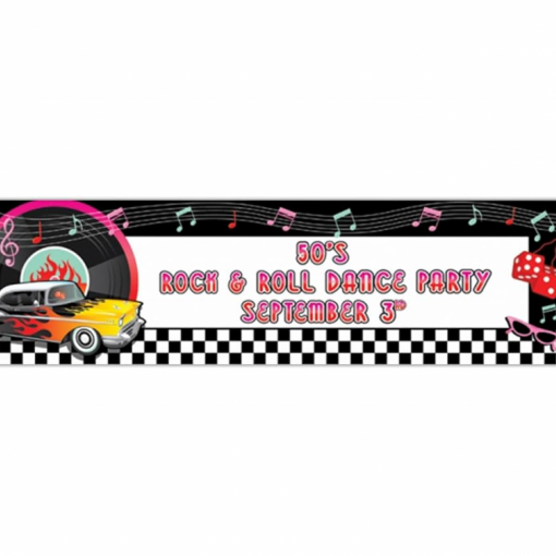 Banner Gigante Personalizável 50's Rock n Roll Dance Party 165x50,8cm
