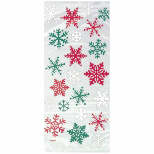 20 Sacos de Oferta Celofane Flocos de Neve - Natal