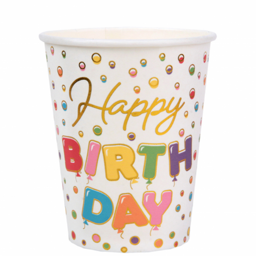 10 Copos 27cl Happy Birthday Balloon