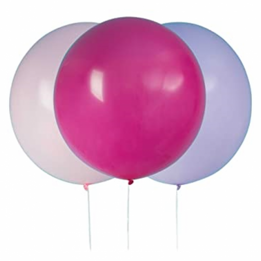 3 Balões latex 24'' (60cm) Rosa Claro, Choque & Roxo
