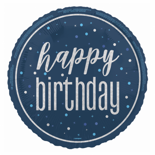 Balão foil 18'' Happy Birthday Glitz Azul