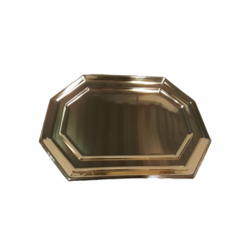 2 Travessas Retangular 46cm Plástico Reutilizável Dourado