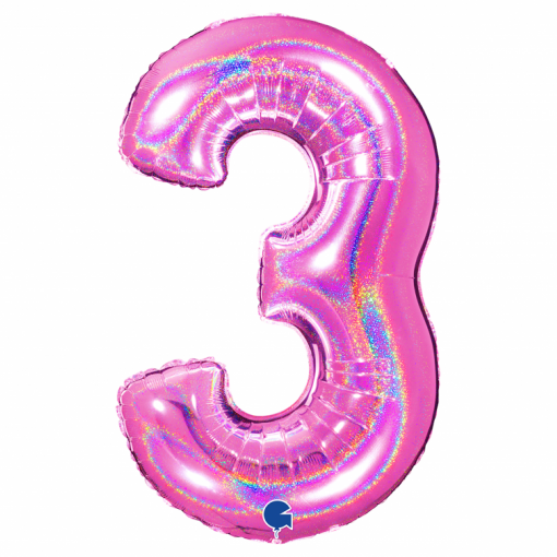 Balão Foil 102cm Holográfico Glitter Rosa nº3