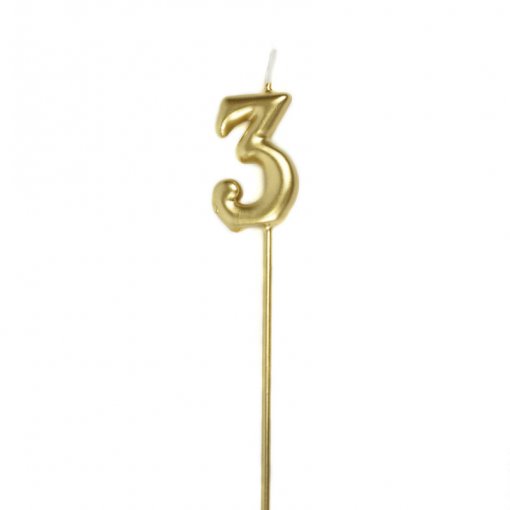 Vela de Aniversário Dourado 15,5cm nº3
