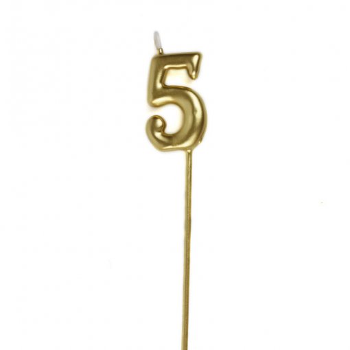 Vela de Aniversário Dourado 15,5cm nº5