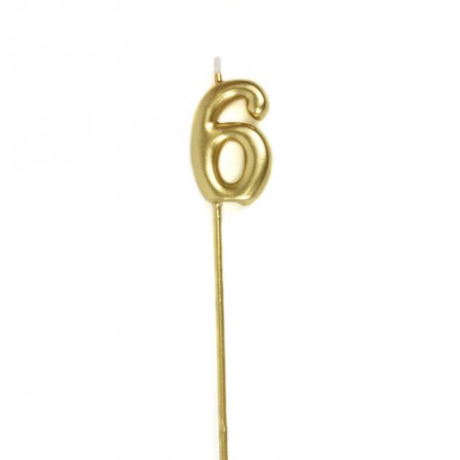 Vela de Aniversário Dourado 15,5cm nº6