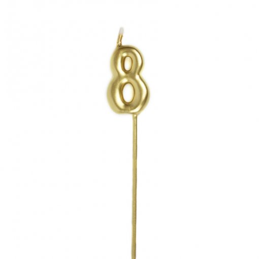 Vela de Aniversário Dourado 15,5cm nº8