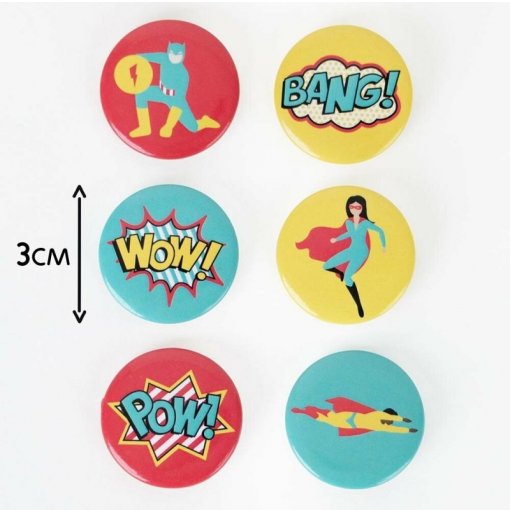 6 Crachás Super-Heróis