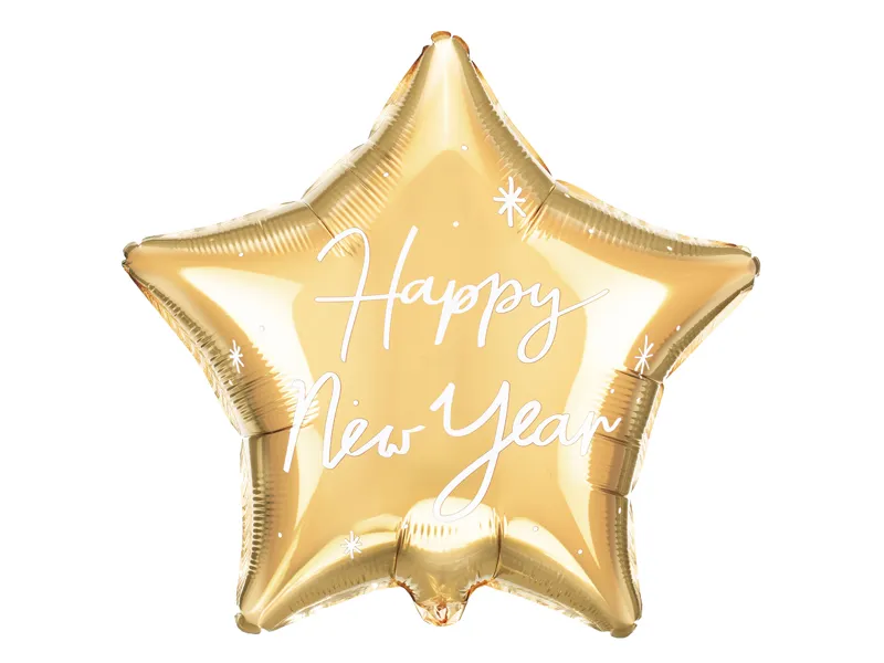 Balão Foil Estrela 47x50cm 'Happy New Year' - Ano Novo
