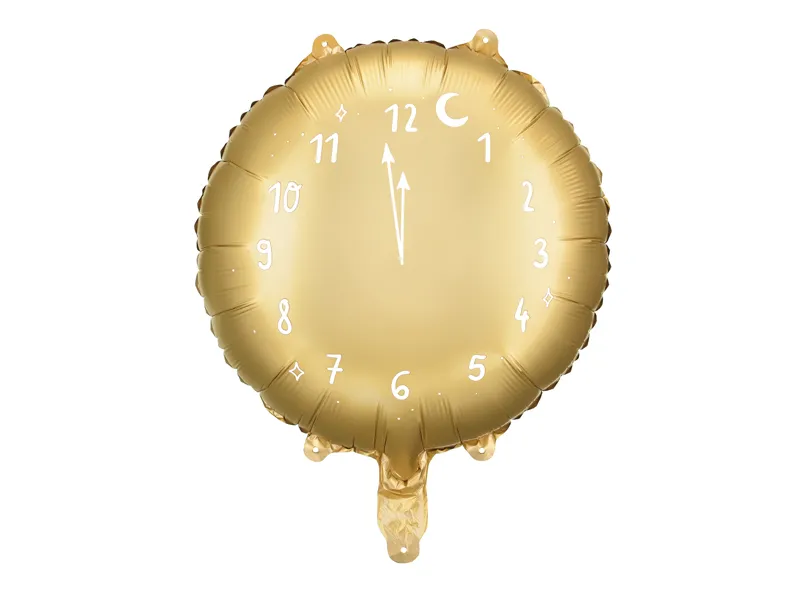 Balão Foil 45cm Relógio Dourado & Branco - Ano Novo
