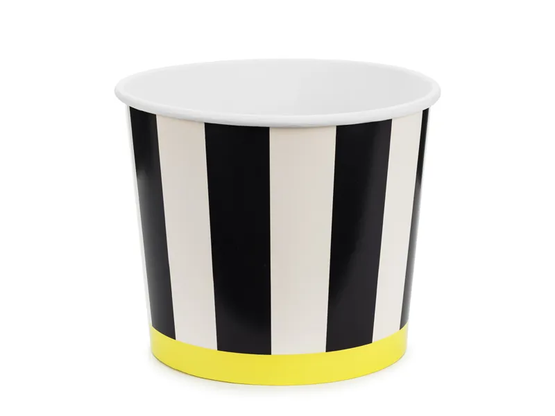 2 Baldes de papel 14cm Riscas Pretas