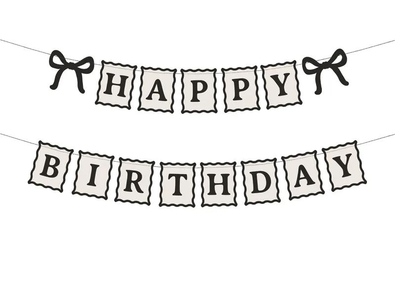 Grinalda Happy Birthday 1m Creme & Preta Laços