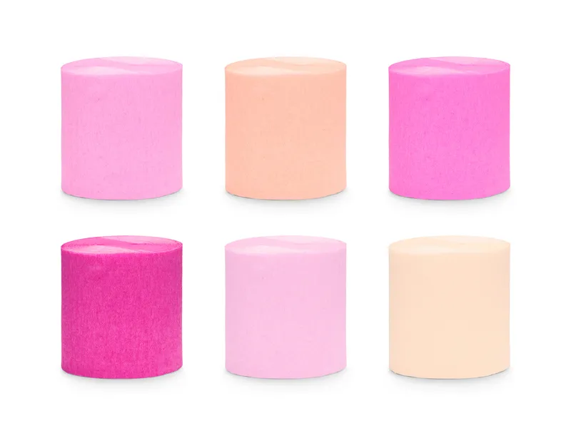 6 Fitas Crepe 5cm/10m mix Rosa & Pêssego