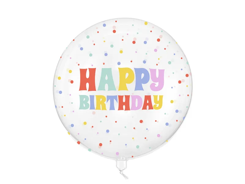 Balão Bubble 60cm Happy Birthday Multicolor