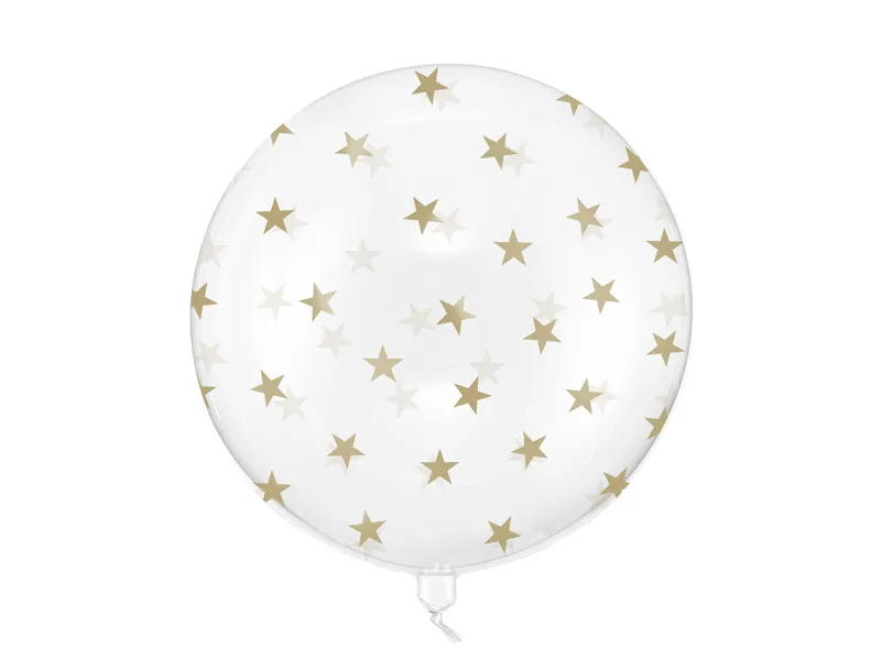 Balão Bubble 60cm Estrelas Douradas