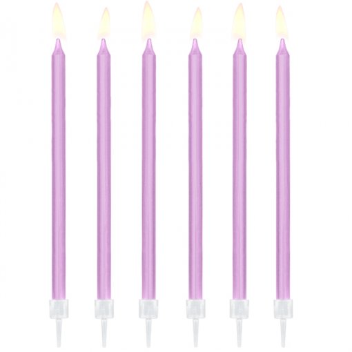 12 Velas de Aniversário 14cm Lilás