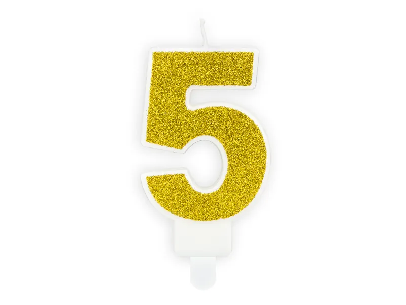 Vela Aniversário 7cm Dourado Glitter nº5
