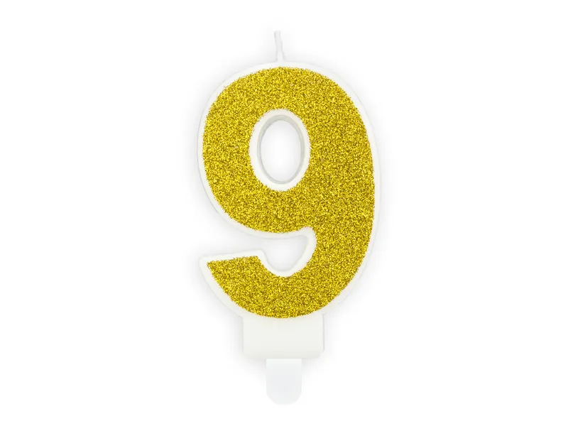 Vela Aniversário 7cm Dourado Glitter nº9