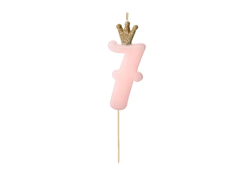 Vela Aniversário nº7 Rosa Claro Coroa