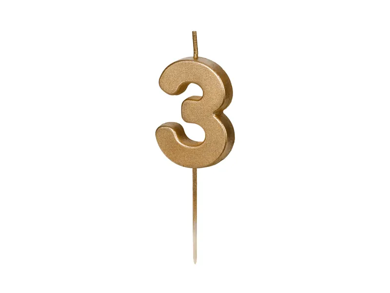 Vela Aniversário 4,5cm Dourado nº3