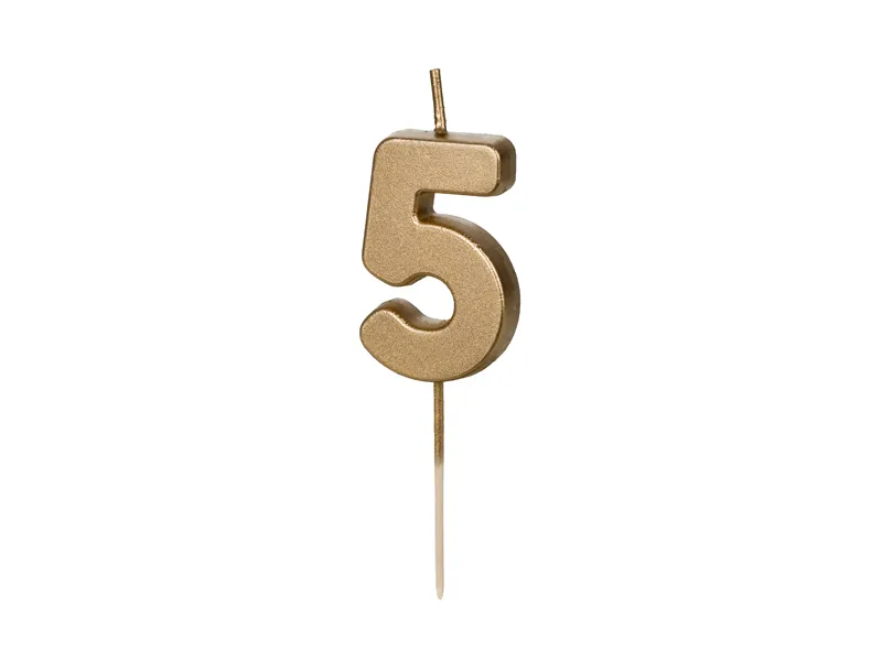 Vela Aniversário 4,5cm Dourado nº5