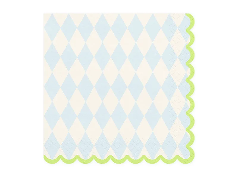 20 Guardanapos 33cm Losângulos Azul Claro