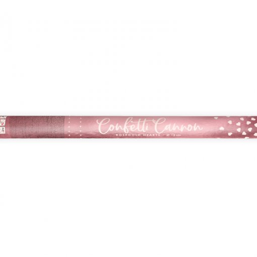 Canhão de confettis 60cm Corações Rose Gold