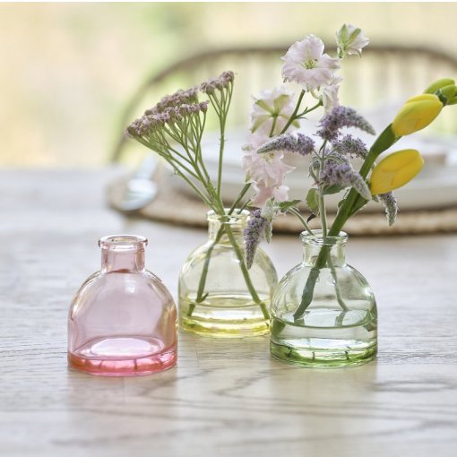3 Vasos em vidro Coloridos