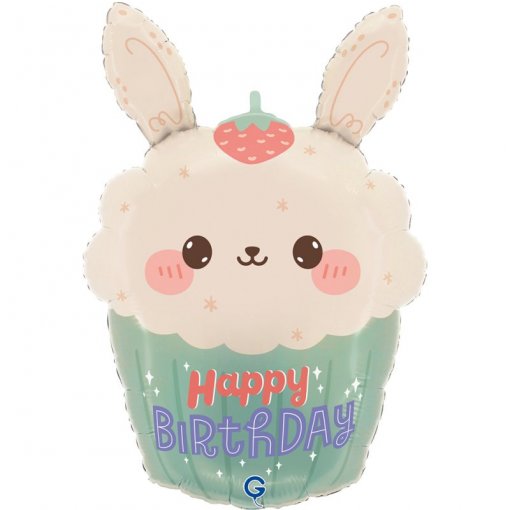 Balão Foil 38x59cm Coelho com Cupcake