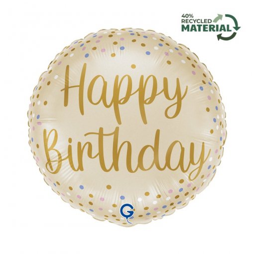 Balão Foil 46cm Happy Birthday Cream