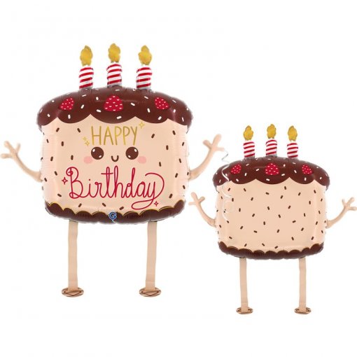 Balão Foil 63x69cm Pet Walker Happy Birthday Bolo de Chocolate