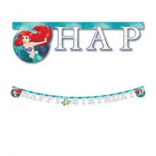 Grinalda de papel 'Happy Birthday' Ariel (Pequena Sereia)