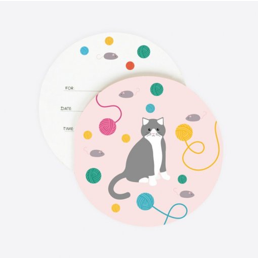 8 Convites 12cm Gato