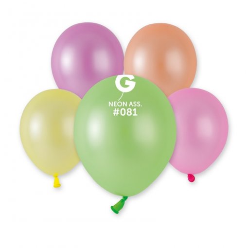 100 Balões latex 5'' (12cm) Sortido Neon #081 - AF50