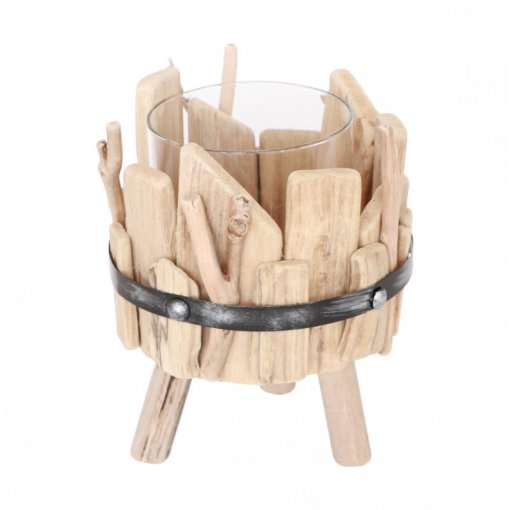 Suporte de Vela em Madeira 17x18cm