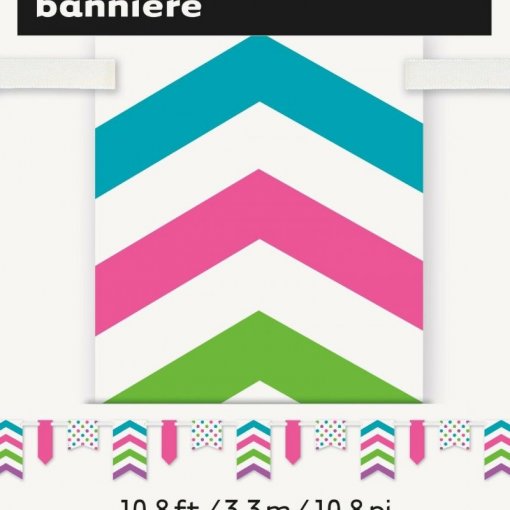 Grinalda de Papel Bolas, Riscas & Chevron 3,66m Colorido