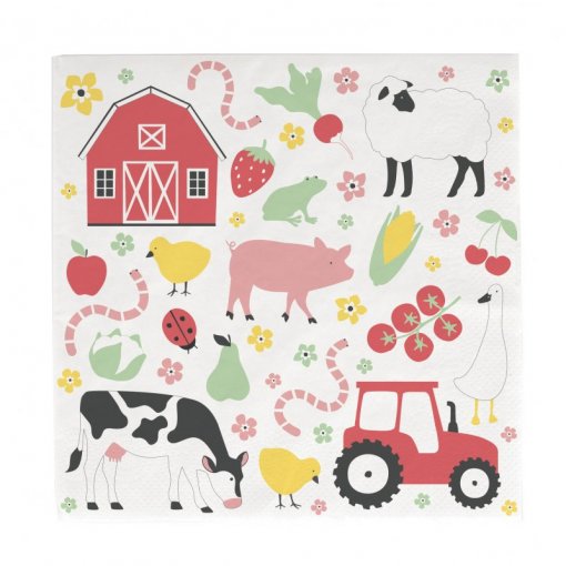 20 Guardanapos 33cm Animais da Quinta