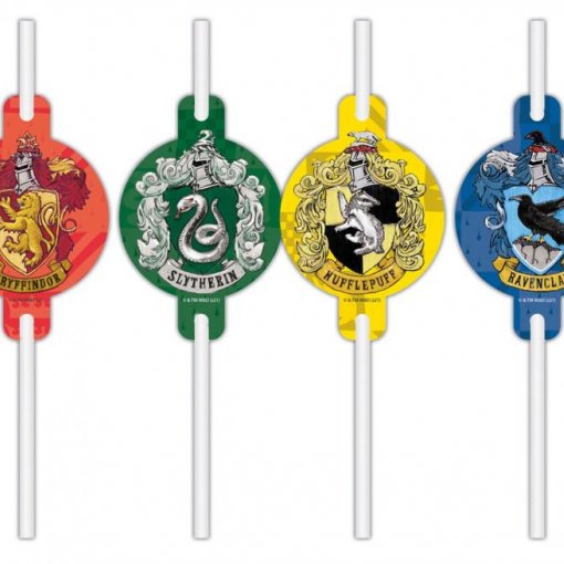 4 Palhinhas Papel com Medalha Harry Potter