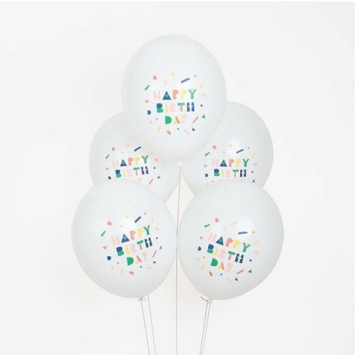 5 Balões Látex 30cm Happy Birthday