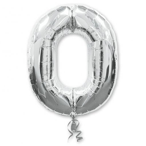 Balão Foil 86 cm Prateado Número 0