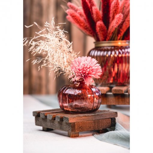 Vaso de Vidro 11x8,5cm Rosa